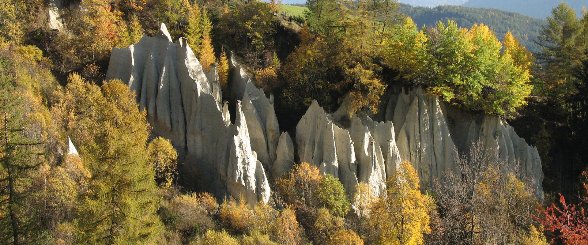 Earth pyramids of Terenten Earth pyramids in the middle of the forest.